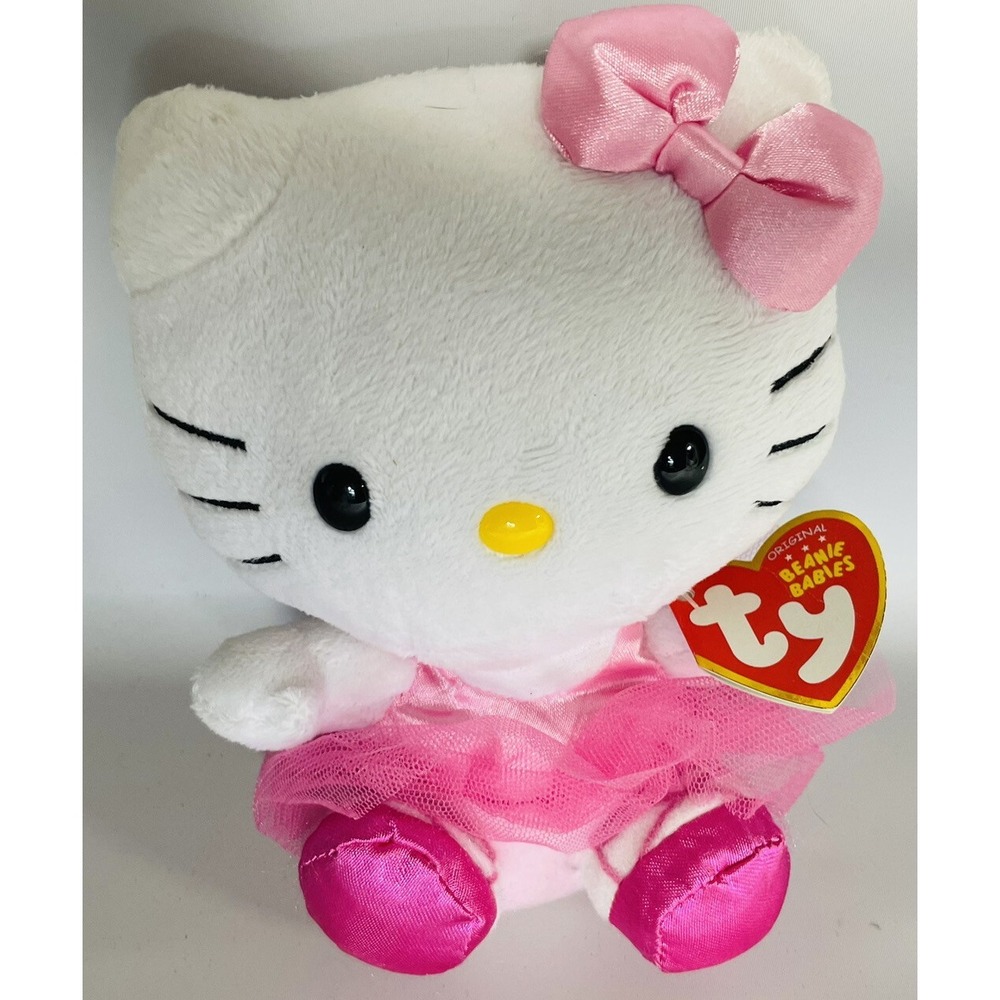 TY Beanie Baby 6" HELLO KITTY BALLERINA Plush Stuffed Animal With Heart Tags